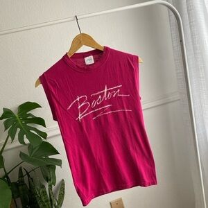 Vintage 80’s Pink  “Boston” Graphic Top 80’s